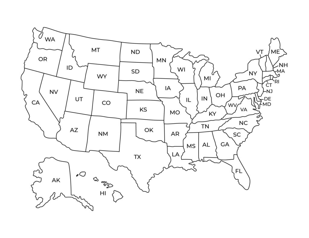 Map of the USA Printable USA Map Printable Printable Usa - Etsy